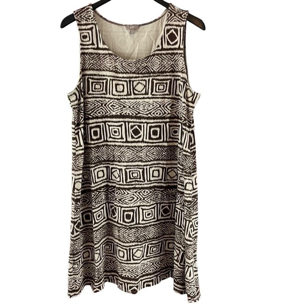 J.Jill Sleeveless Stretch Dress Boho Aztec Print Size Large
